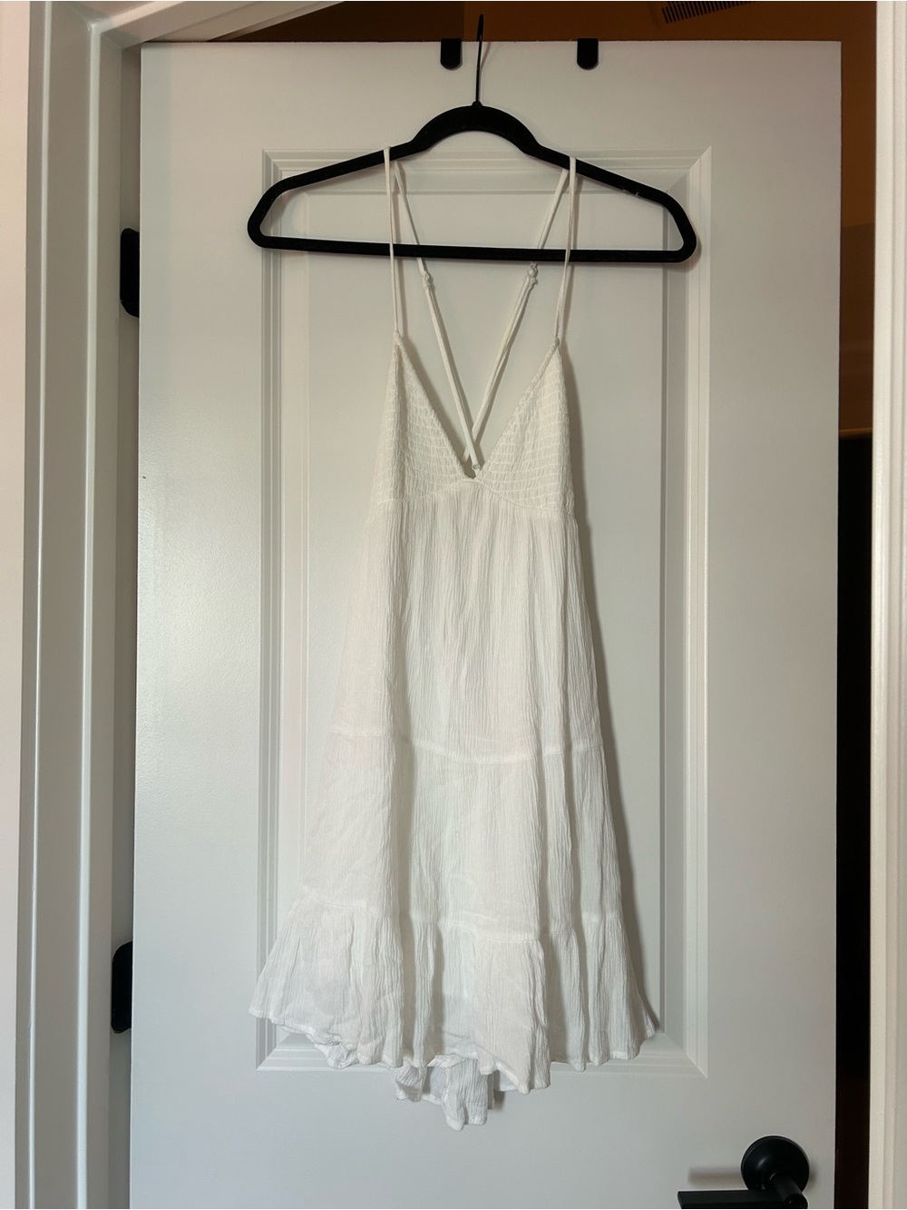 Garage White Ruched Strap Top
